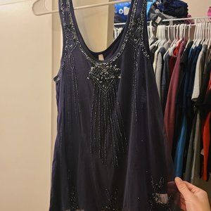 Sequin mesh tank top